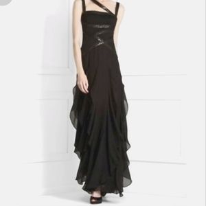 BCBG ruffle gown
